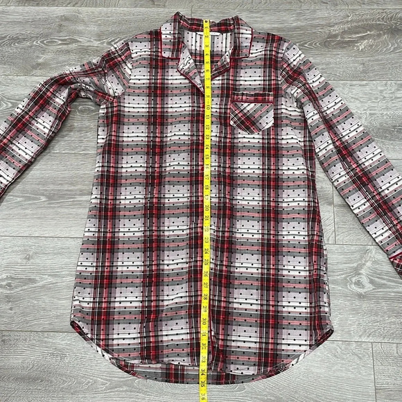 Victoria’s Secret Button Front Sleep Shirt Nightgown Plaid Polka Dot M - Picture 9 of 16